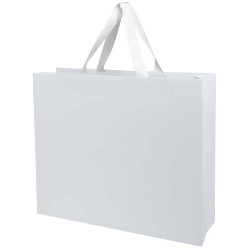 Torba papierowa Smartfold 210 g/m² z uchwytami ze wstążki i matowym laminowaniem – 42 x 12 x 35 cm Biały 1ZM02001 (2)