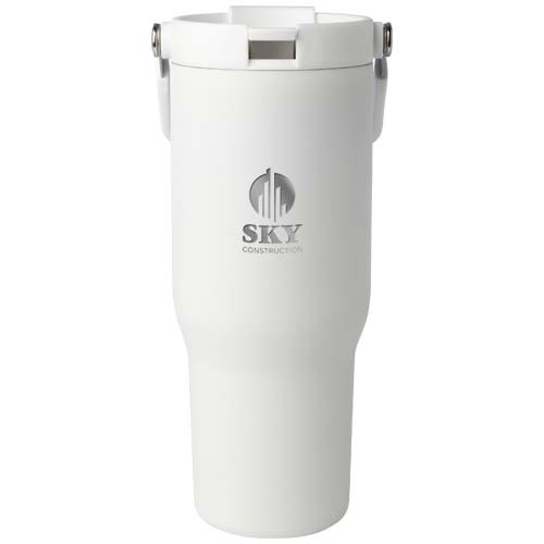 Kubek Bronx o pojemności 900 ml, z izolacją próżniową, wykonany ze recyklingowanej stali nierdzewnej z certyfikatem RCS i z miedzi, z wielofukncyjną zakrętką Biały 10086401 (1)