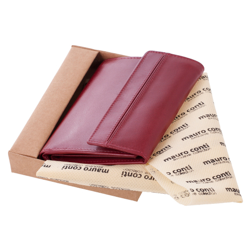 Skórzany portfel damski Mauro Conti czerwony V4808-05 