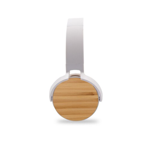 Składane bezprzewodowe słuchawki nauszne, bambusowe elementy biały V0190-02 (4)
