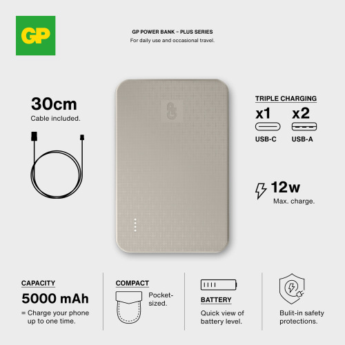 GP B+ Series Powerbank 5000 mAh Beżowy LT45101-N0055 (2)