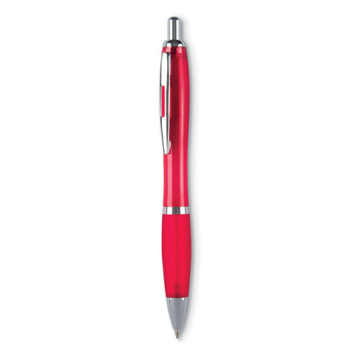 Długopis z miękkim uchwytem przezroczysty czerwony KC3314-25 