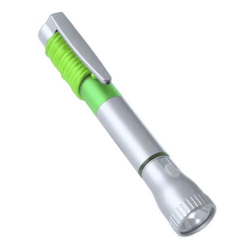 Długopis, latarka 2 LED jasnozielony V1654-10 