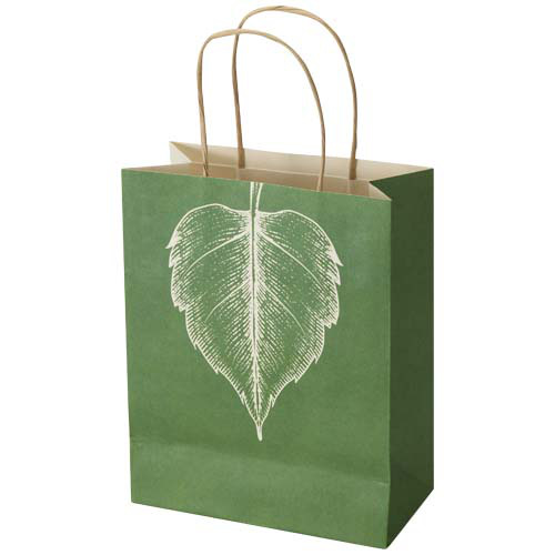 Torba z papieru z makulatury o gramaturze 150 g/m² ze skręcanymi uchwytami – 18 x 9 x 23 cm Złamana biel 1ZM02202 