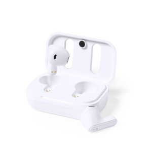 Bezprzewodowe słuchawki douszne RABS, etui ze skóry z recyklingu Brązowy