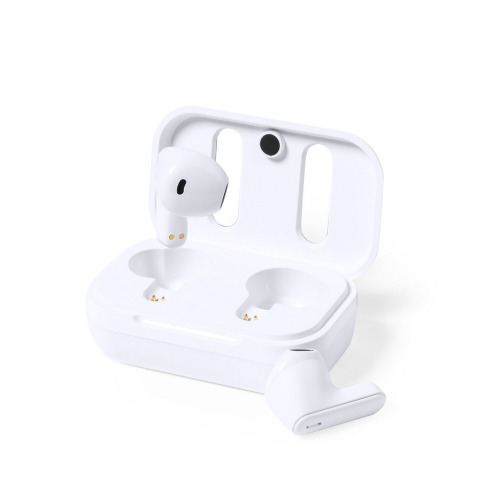 Bezprzewodowe słuchawki douszne RABS, etui ze skóry z recyklingu Brązowy V1139-16 