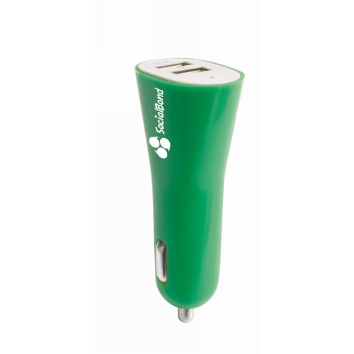 Ładowarka samochodowa USB zielony V3293-06/A (1)