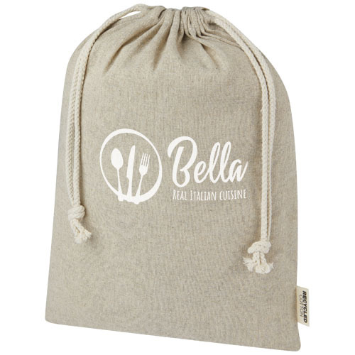 Pheebs torba na prezent z bawełny z recyklingu o gramaturze 150 g/m² i z certyfikatem GRS, duża o pojemności 4 l Naturalny melanż 12067206 (1)