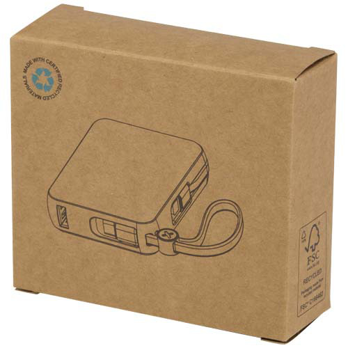 Acrux powerbank do tabletu o pojemności 10 000 mAh i mocy 35 W z wbudowanym kablem typu C - wykonany z tworzyw sztucznych pochodzących z recyklingu. Biały 12445001 (1)