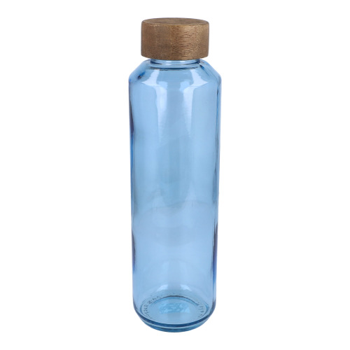Butelka InSideOut z recyklingowanego szkła ReuuZ z drewnianym korkiem 650 ml Transparentny / jasnoniebieski LT57013-N0412 