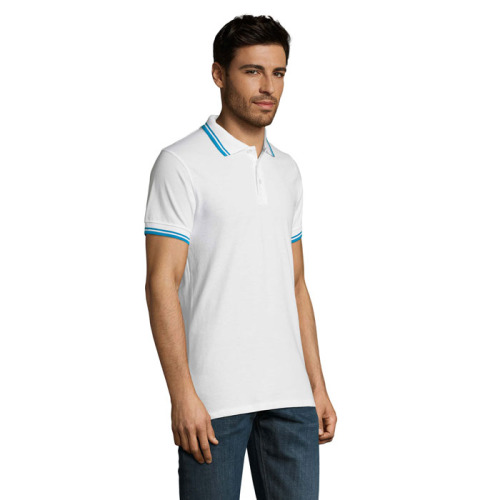 PASADENA męskie polo 200g White/Aqua S00577-QU-3XL (2)