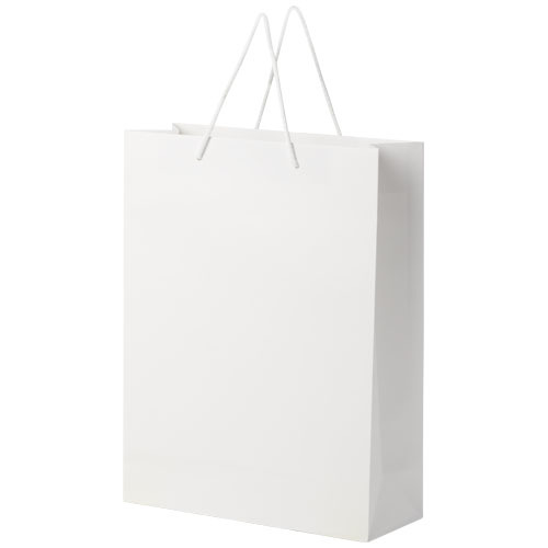 Ręcznie robiona torba z papieru integra z plastikowymi uchwytami – 31 x 12 x 41 cm Biały 1ZB01101 (3)