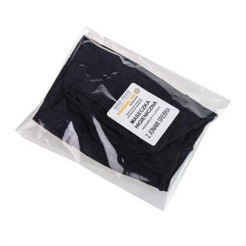 Maseczka wielokrotnego użytku z miejscem na filtr i jonami srebra Czarny V6992-03 (4)