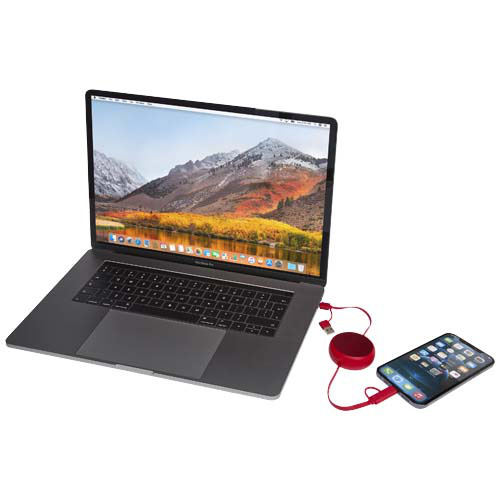 Alasia zwijany kabel do synchronizacji danych i szybkiego ładowania 5 w 1 45 W o długości 100 cm z tworzyw sztucznych i aluminium pochodzących z recyklingu Czerwony 12442021 (7)