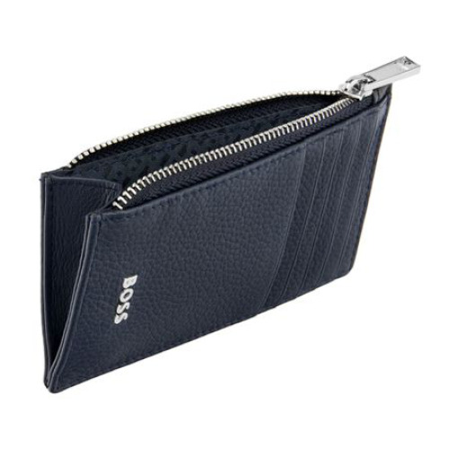Portfel na karty z zamkiem Classic Grained Black Granatowy HLK518N (4)