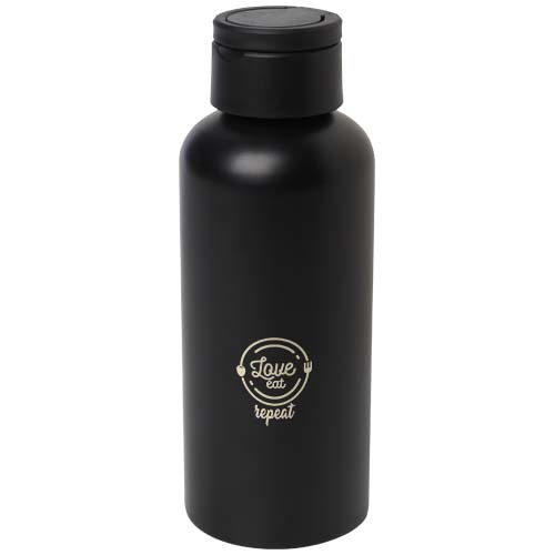 Trinity butelka na wodę z aluminium z recyklingu z certyfikatem RCS, z pokrywką RPET 600 ml Czarny 10081590 (1)