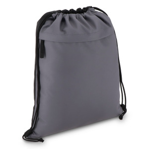 Torba ze sznurkiem z powlekanego PU R-PET 600D, wymiary 33 x 42 cm Szary