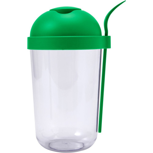 Pudełko śniadaniowe 950 ml, pojemnik na sałatkę, widelec, pojemnik na sos do sałatki Zielony V7955-06 (1)