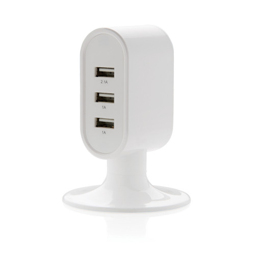 Ładowarka na biurko, 3 porty USB Biały V3773-02 