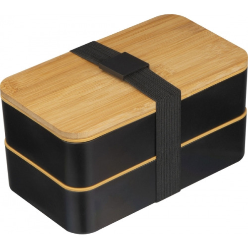 Dwupoziomowy lunchbox z włókna roślinnego czarny 242203 