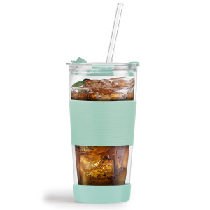 Kubek termiczny szklany ze słomką 600 ml