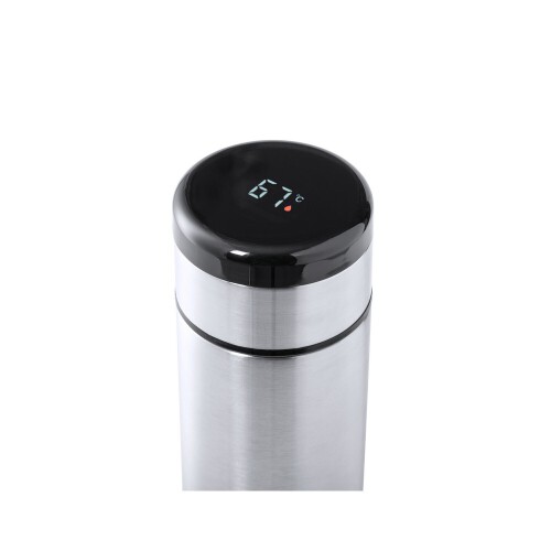 Termos 420 ml, posiada sitko zatrzymujące fusy oraz cyfrowy wyświetlacz temperatury napojów srebrny V0968-32 (3)
