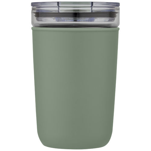Szklany kubek Bello o pojemności 420 ml z zewnętrzną ścianką z plastiku z recyklingu Zielony melanż 10067562 (2)