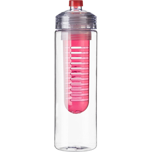Bidon, butelka sportowa 650 ml z pojemnikiem na lód lub owoce czerwony V9868-05 (1)