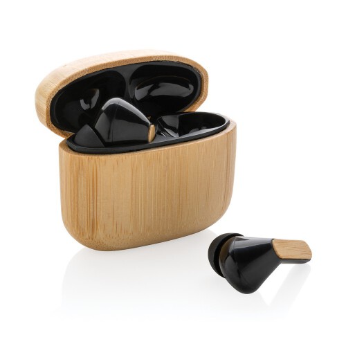Douszne słuchawki bezprzewodowe TWS, plastik z recyklingu brązowy P329.939 
