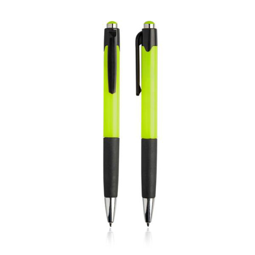 Plastikowy długopis z gumowanym uchwytem. / Hollic Jasnozielony IP13154443 