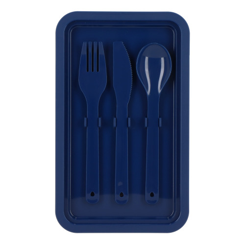 Dwupoziomowe pudełko na lunch z sztućcami Ciemnoniebieski LT90426-N0010 (5)
