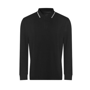 Koszulka Polo Męska Długi Rękaw Bawełna Pique - Mustard & White