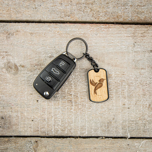 Metalowy brelok z elementem drewnianym Aniegre BWD08853A 