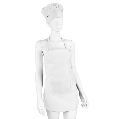 Zestaw małego kucharza, fartuch kuchenny i czapka kucharska, rozmiar dziecięcy | Nedina Biały VA063-02 (4)