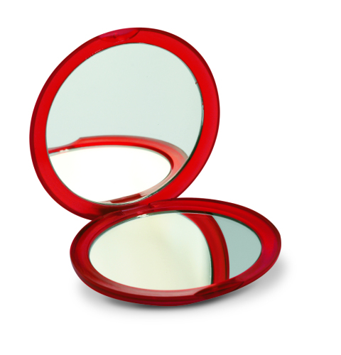 Okrągłe podwójne lusterko przezroczysty czerwony IT3054-25 (1)