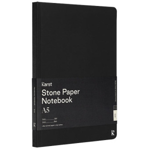 Notes A5 Karst® w twardej oprawie z papieru z kamienia – w kratkę Czarny