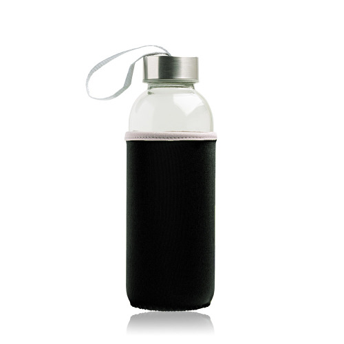 Butelka szklana 460 ml, metalowa nakrętka, neoprenowy pokrowiec / Neobottle Czarny IP37052511 