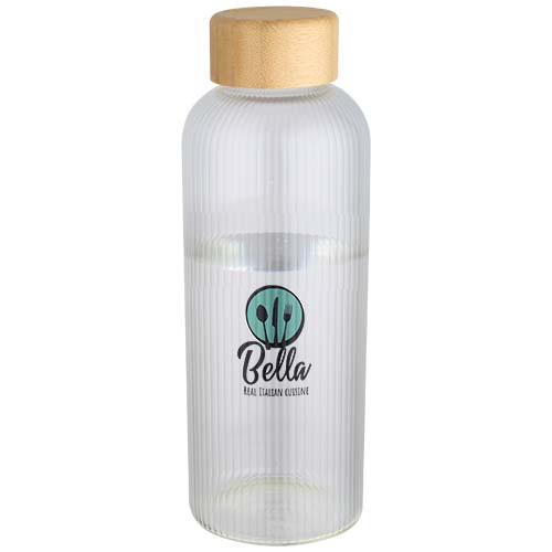 Mirage butelka ze szkła borokrzemowego o pojemności 650 ml z pojedynczą ścianką i zakrętką bambusową Przezroczysty 10093001 (1)