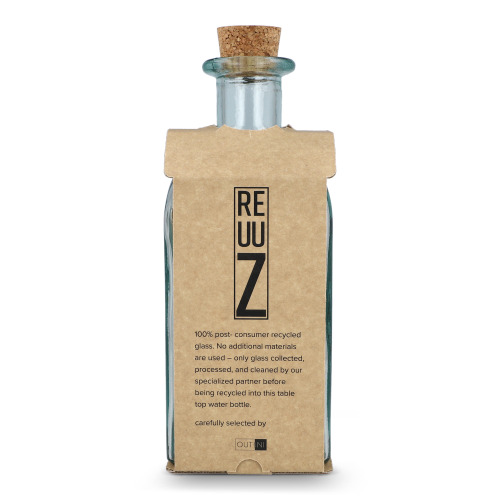 Butelka na wodę InSideOut Square z recyklingowanego szkła ReuuZ z korkiem 1 l Transparentny LT57016-N0004 (3)