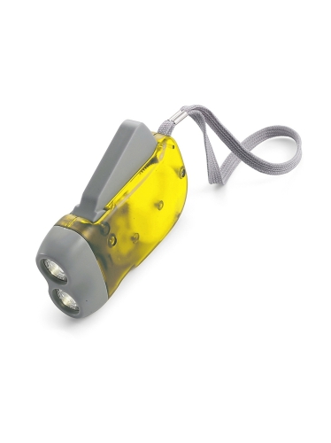 Latarka 2 LED na dynamo, pasek na rękę żółty V5504-08 
