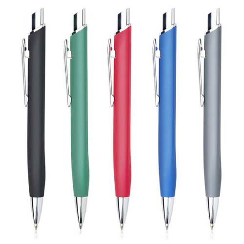 Metalowy dłługopis z gumowanym wykończeniem / Crome Ciemnozielony IP13150644 (3)