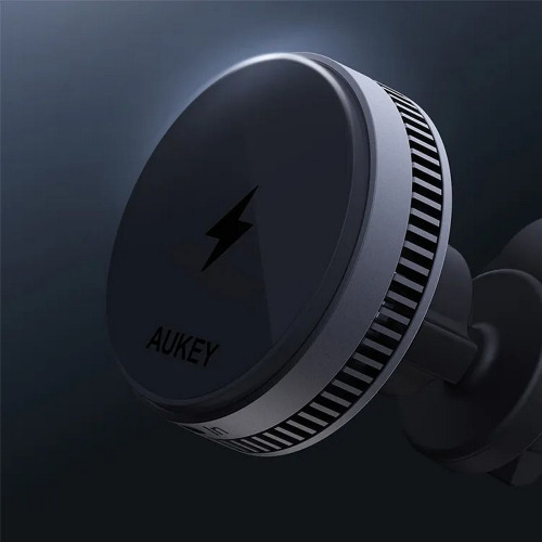 Samochodowy uchwyt do telefonu, magnetyczna ładowarka bezprzewodowa 15W Aukey Czarny VAM09-03 (10)