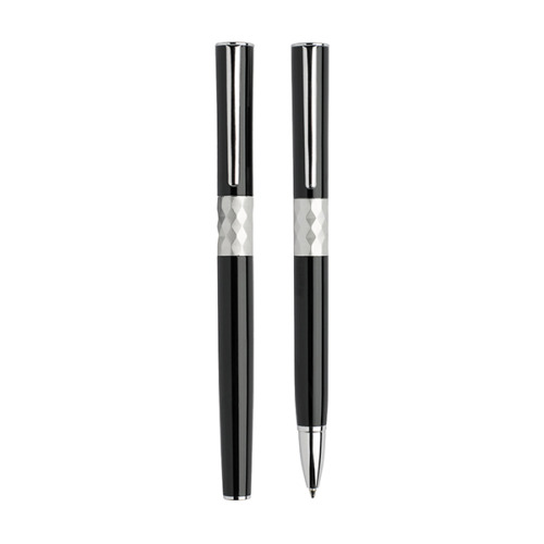 Zestaw piśmienny metalowe pióro kulkowe i długopis / Crystal Czarny IP33037411 