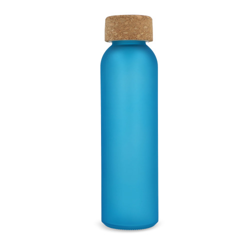 Matowa szklana butelka z recyklingu z korkiem 500ml Ecru / niebieski LT98880-N5411 (1)