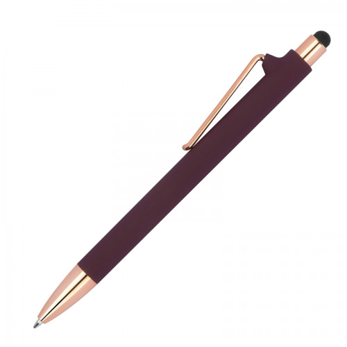 Długopis plastikowy soft touch LENA Bordowy 1387302 (1)