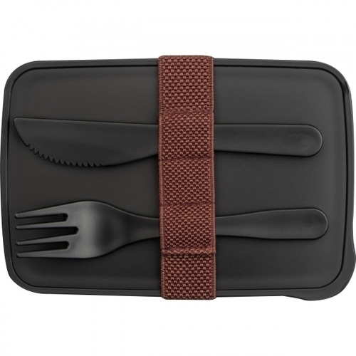 Lunch box ze sztućcami VIGO 600 ml Czarny 265903 (1)