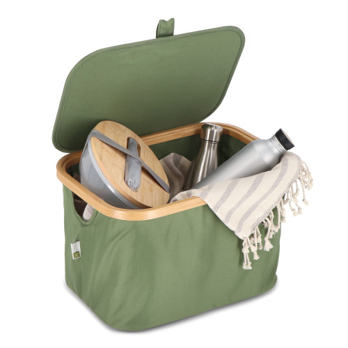 Składany kosz InSideOut z pokrywą Sogne 38 x 26 x 25cm rPET Oliwkowa zieleń LT57103-N0043 (5)