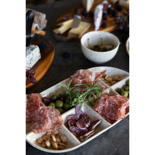 Talerz do serwowania DITTE, duży, beżowy/bordowy Beżowy/bordowy 5018653- (6)