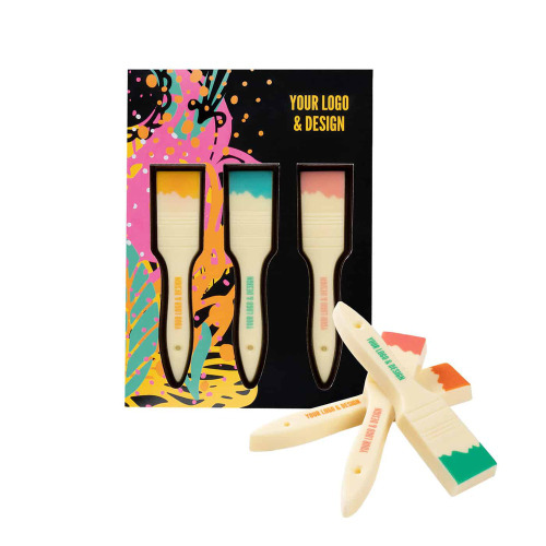 Zestaw czekoladek z nadrukiem pędzle 3 szt. Wielokolorwy S0660 