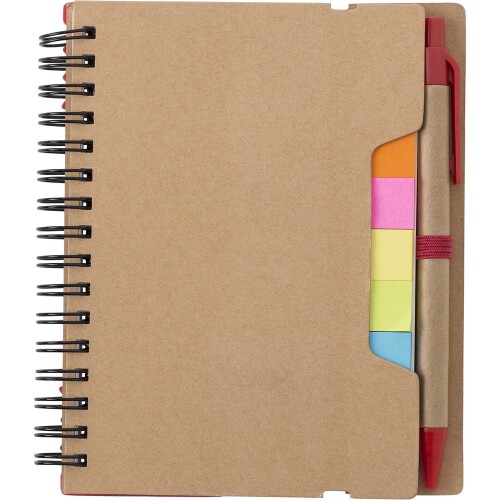 Zestaw do notatek, notatnik, długopis, linijka, karteczki samoprzylepne czerwony V2991-05 (3)